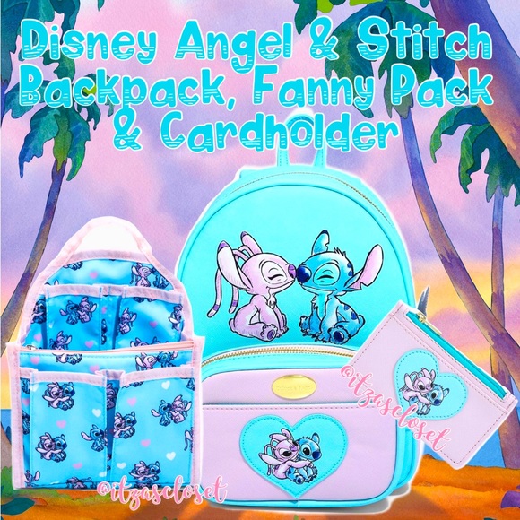Disney Angel & Stitch 2-in-1 Mini Backpack Fanny Pack Cardholder & Organizer NWT - Picture 1 of 15